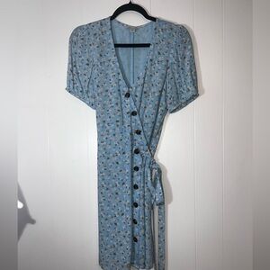 American Eagle Outfitters Blue Puff Sleeve Midi Sundress Size Medium